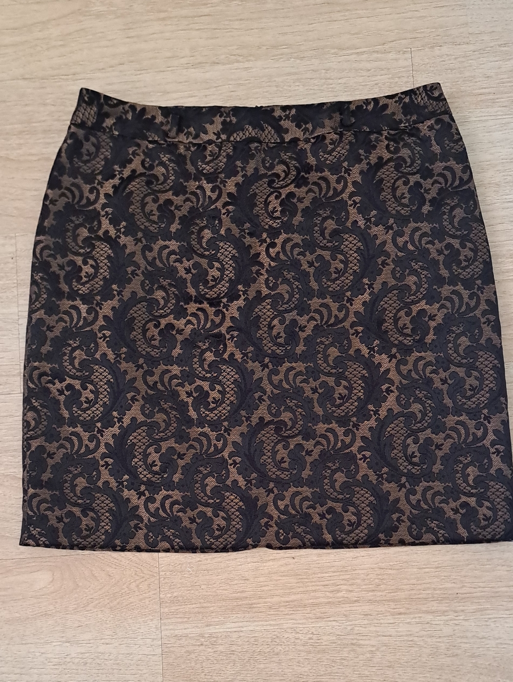 Worthington Pencil Skirt Women's black and Brown Brocade Back Zip